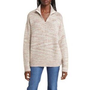 NWT Nordstrom TREASURE & BOND Marled Half Zip Sweater S Knit Space Dye Collared